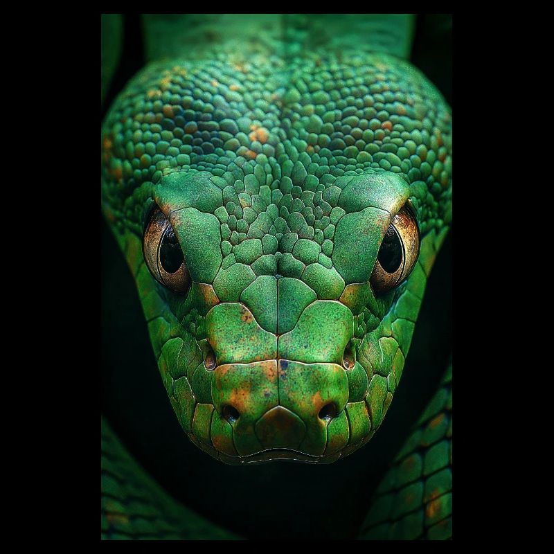 Regard de serpent vert hypnotique