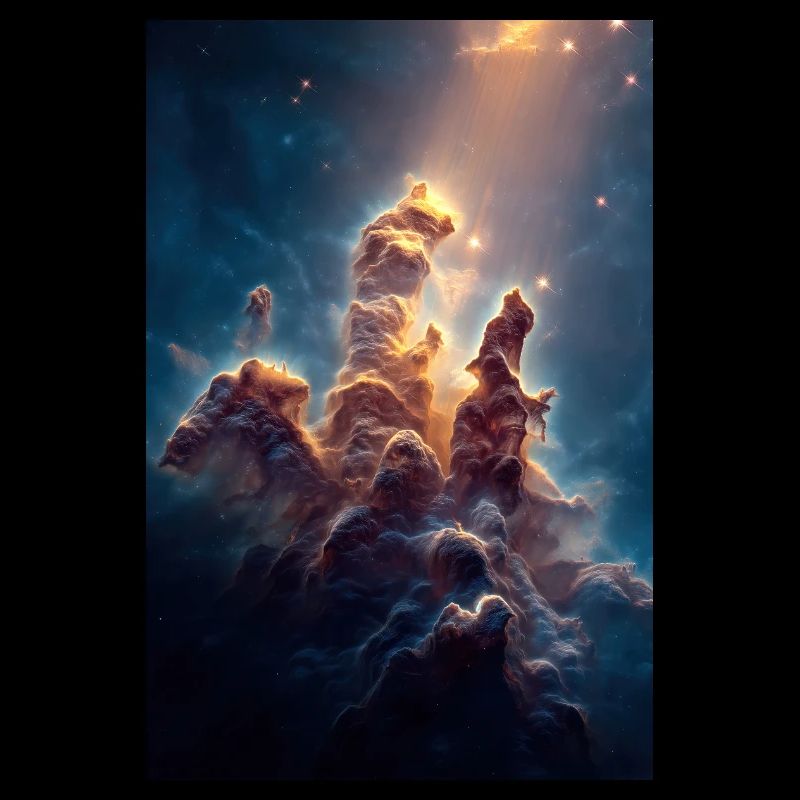 Heavenly Light Over Nebula Peaks