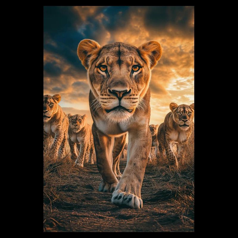 Fearless Lioness Leading the Pride