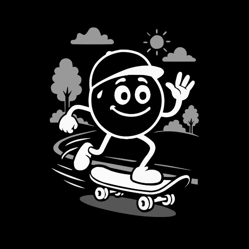 Ribbo on the skateboard