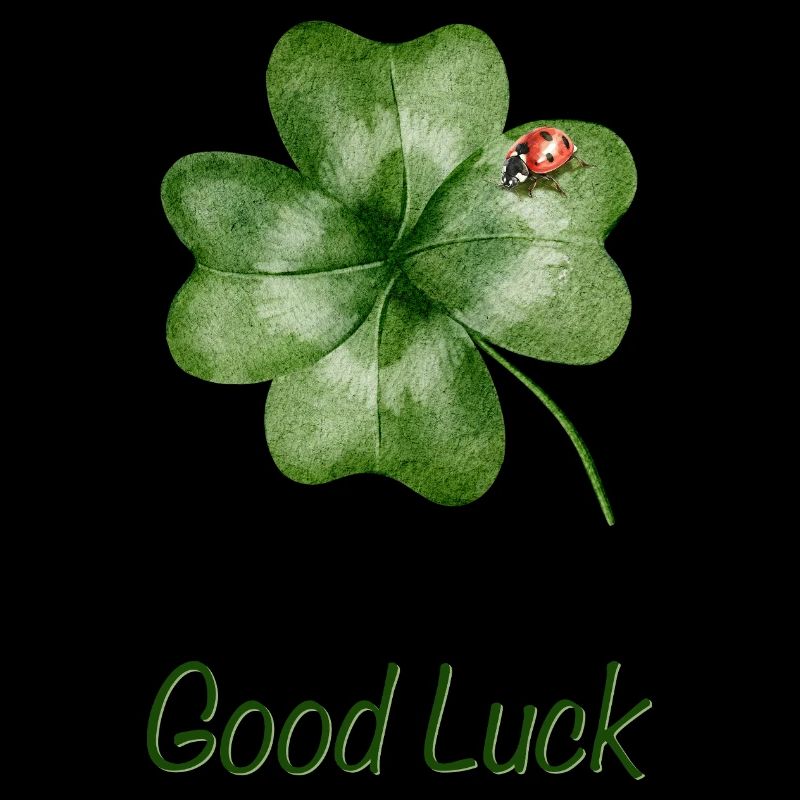 Good Luck – Kleeblatt mit Marienkäfer