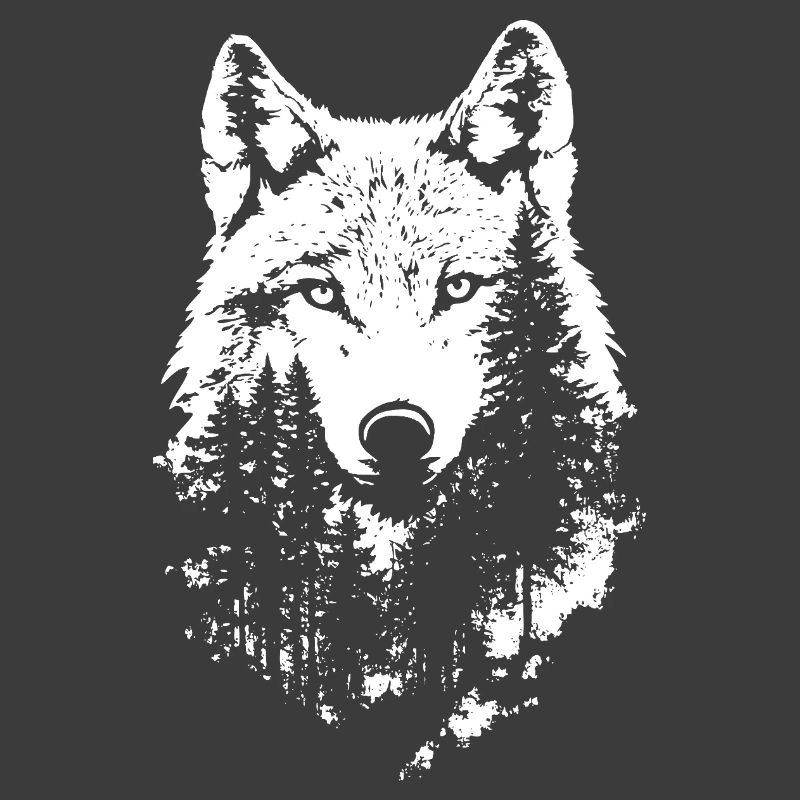 Silhouette de forêt de visage de loup