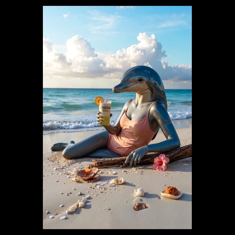 Dauphin humanoïde sur la plage