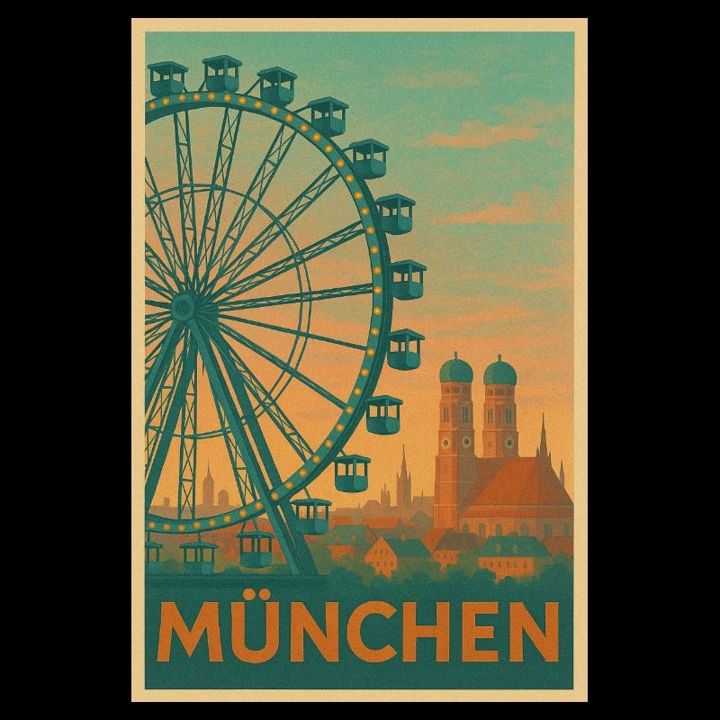 Historic Munich Ferris wheel silhouette