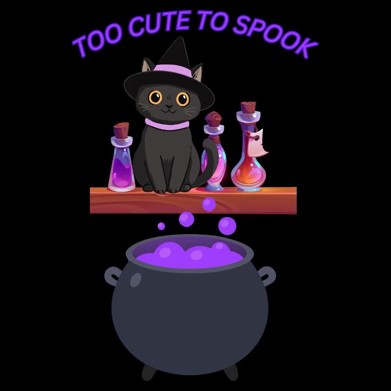 Chat sorcière mignon avec potion magique