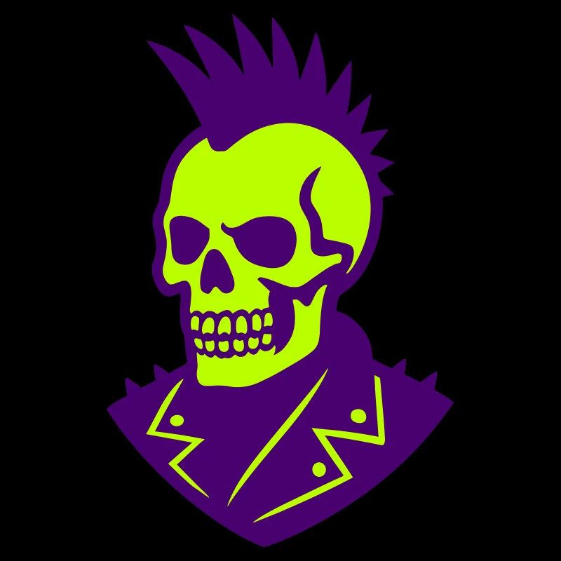 Punk Skull Illustration on Neon