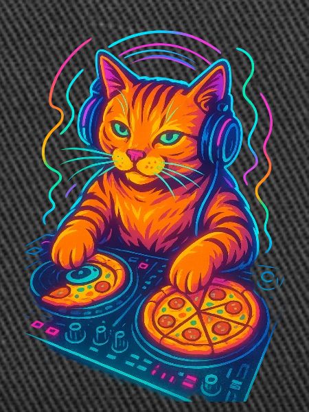 Neon DJ Cat Design