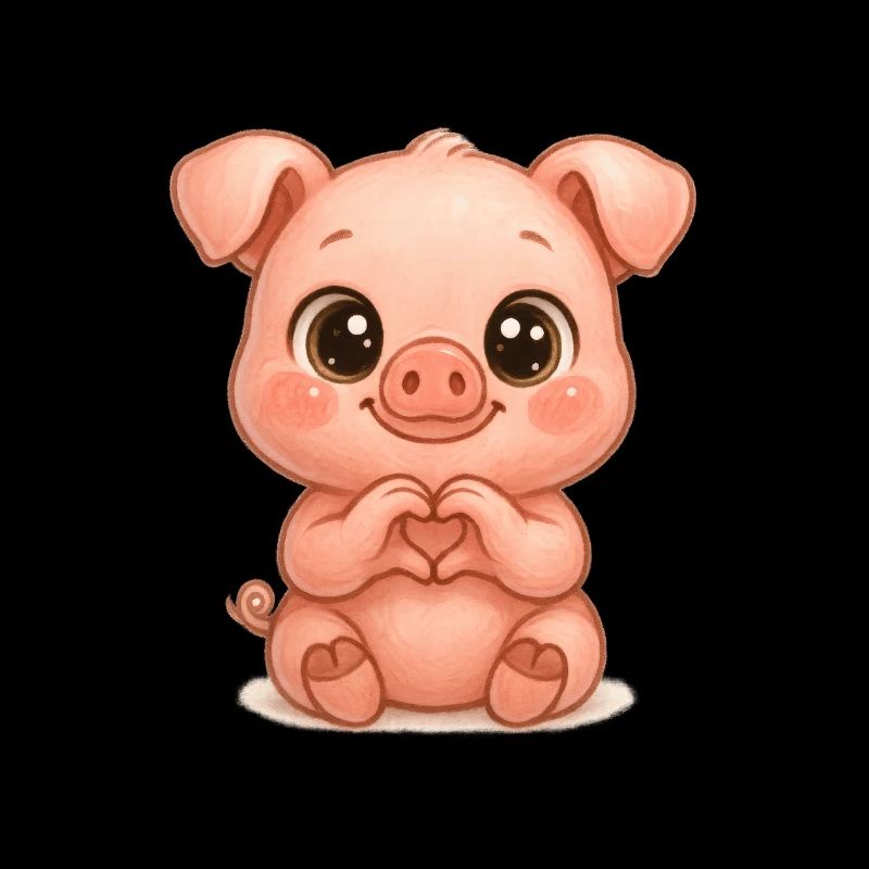 Cochon mignon avec des mains en forme de cœur