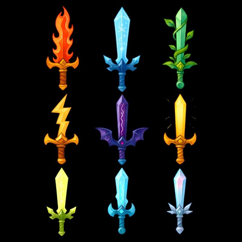 Bunte Fantasy Schwerter Design