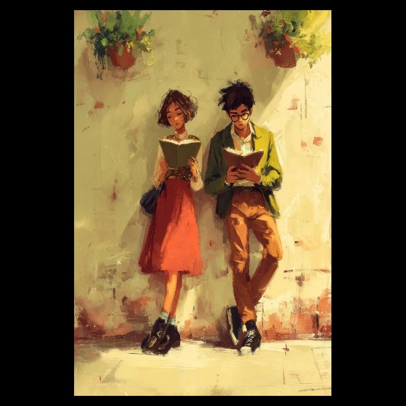 Couple Reading Together Art