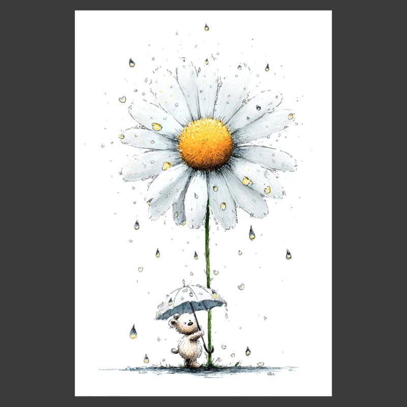 Gänseblümchen Bär mit Regenschirm