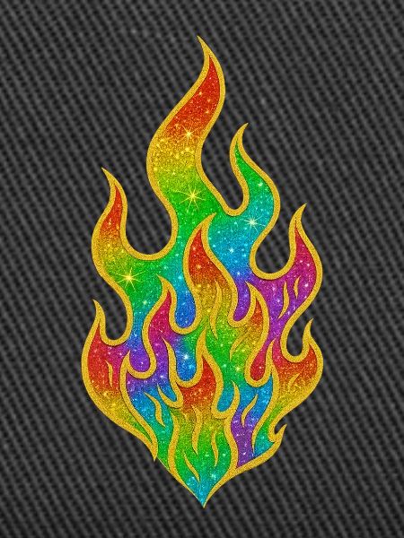 Rainbow Fire Glitter Flame