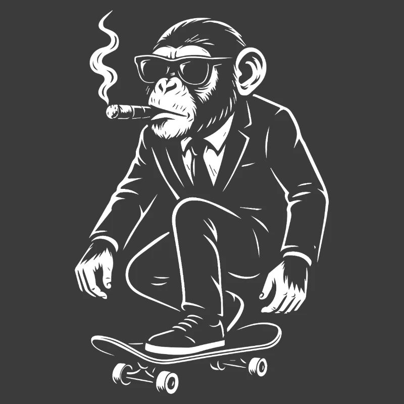 Dapper Monkey on Skateboard