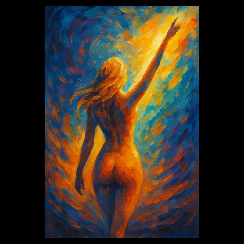 Silhouette in firelight