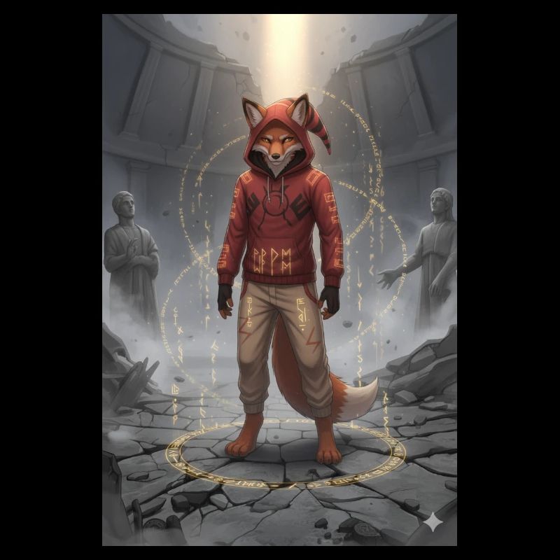 Sweat à capuche Rune Fox dans le style Ruin