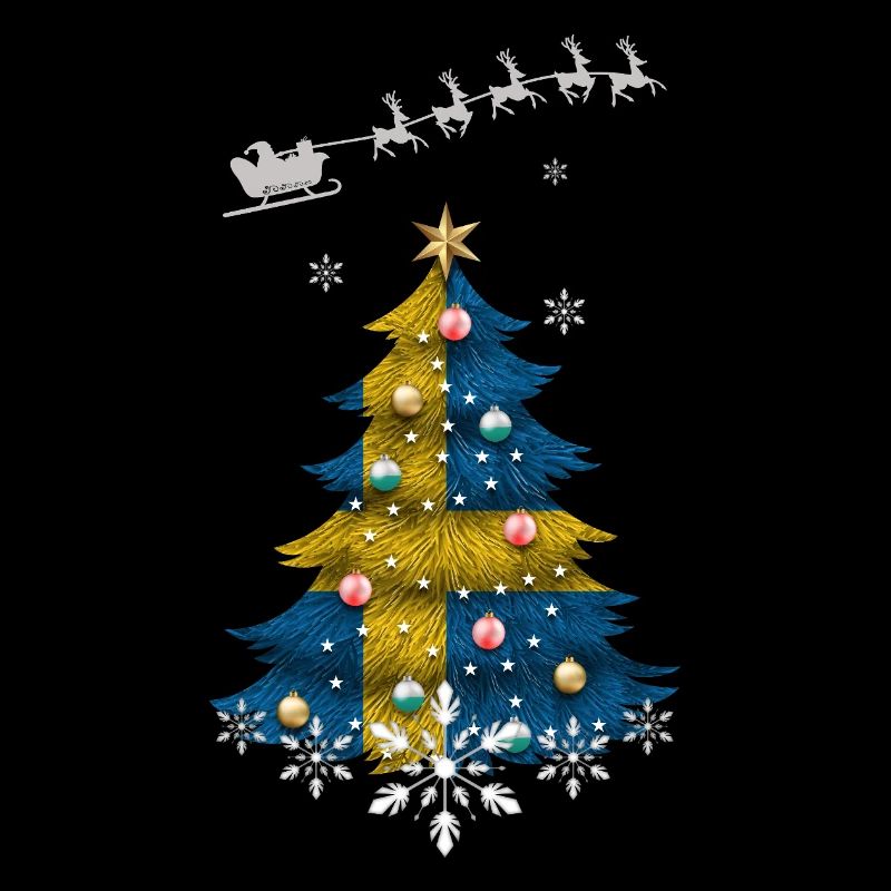 Weihnachtsbaum mit Schweden-Flagge