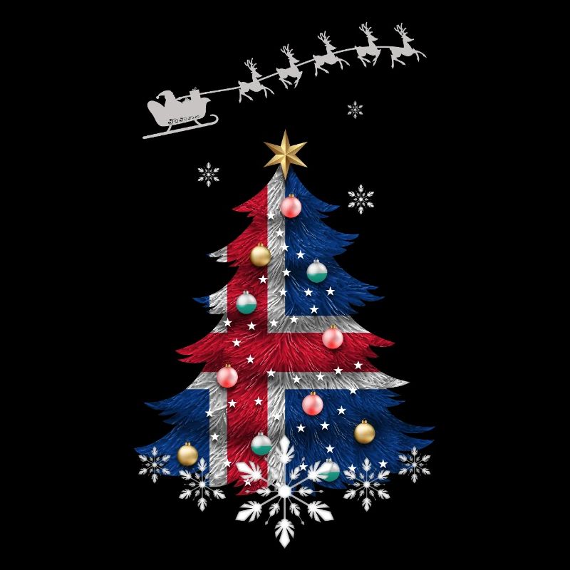 Weihnachtsbaum mit Island-Flagge
