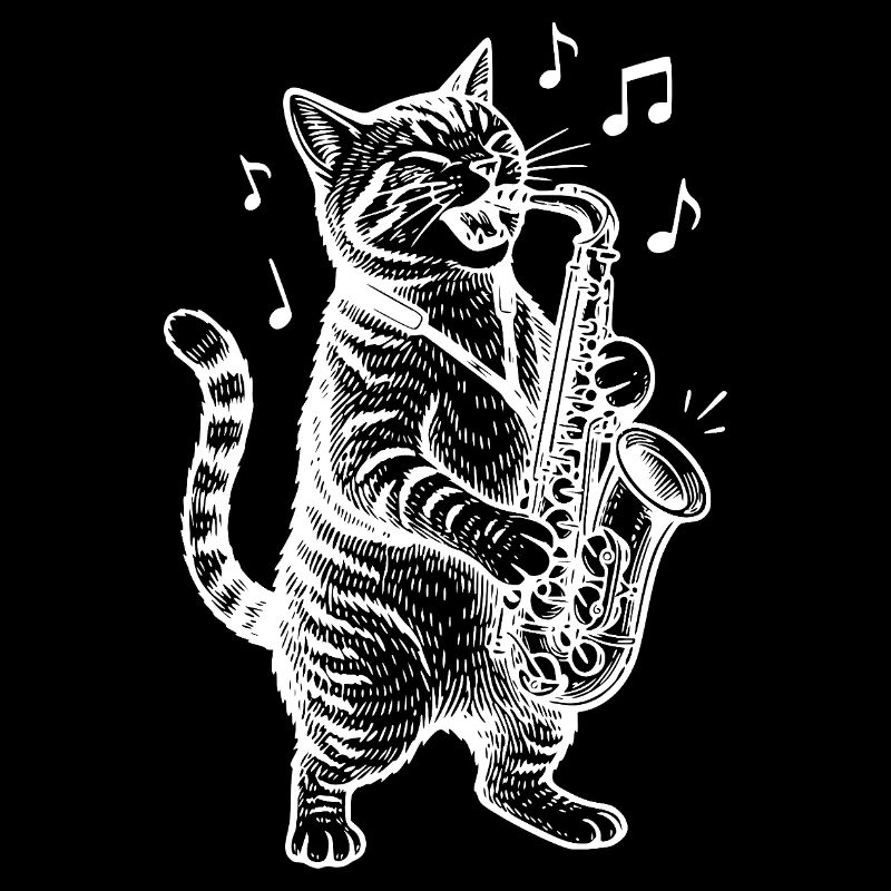 Chat Saxophone Animal Dessin animé
