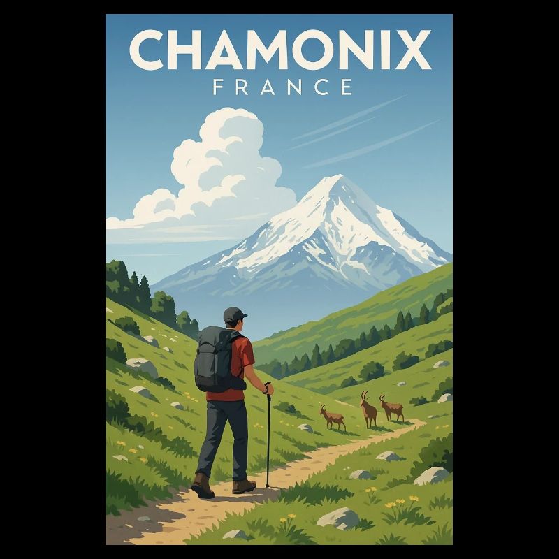 Alpenwanderer vor Mont Blanc