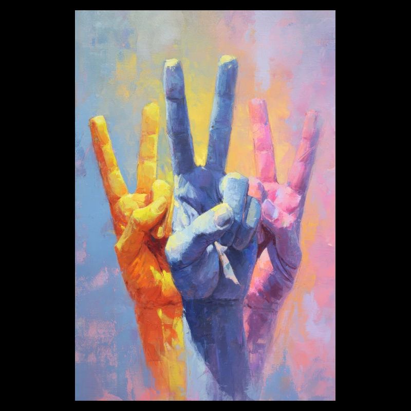 Regenbogen-Peace-Zeichen-Handporträt