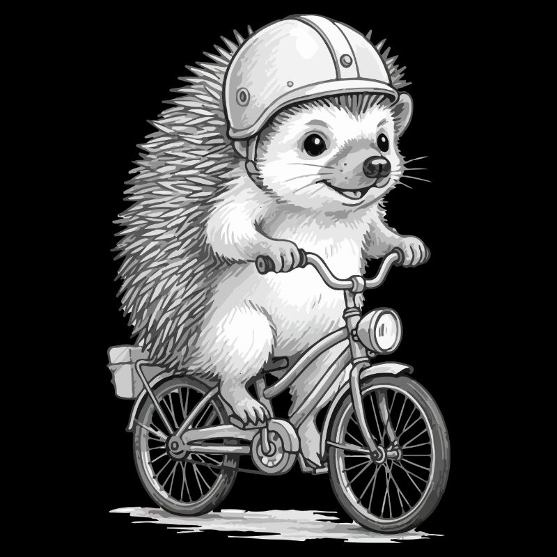 Cavalier hérisson sur un vélo vintage