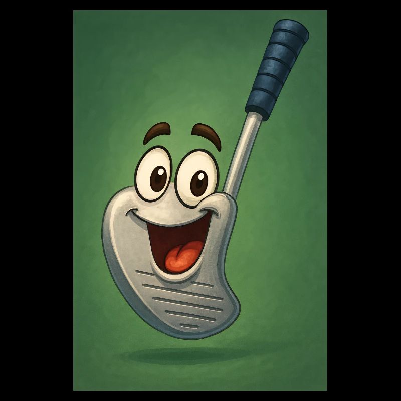 Glücklicher Golfschläger mit Gesicht