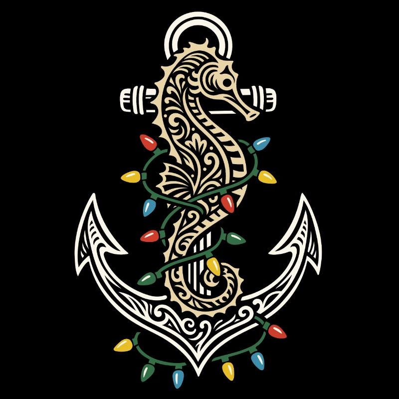 Maritime Christmas Anchor Seahorse & Light