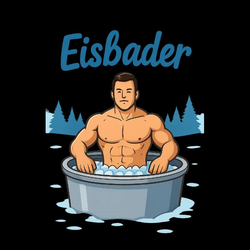 Eisbader Muskelmann im Eisbad
