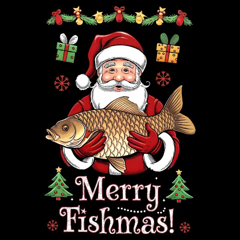 Merry Fishmas Pêcheur Carpe de Noël