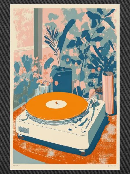 Retro-Vinyl-Gartenszene