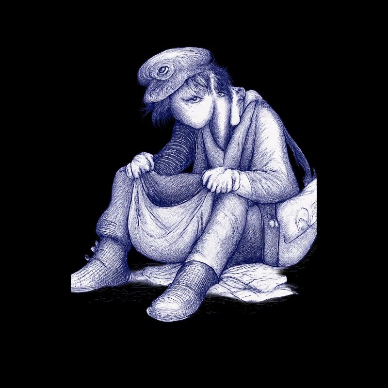 Trauriger Träumer mit Vogelhut