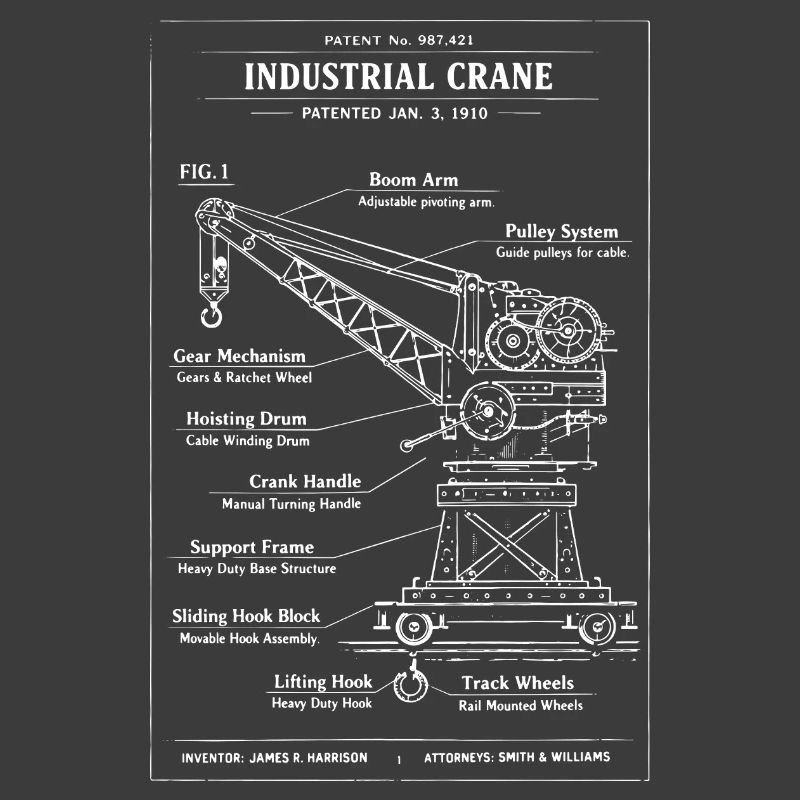 Conception des plans pour une grue industrielle