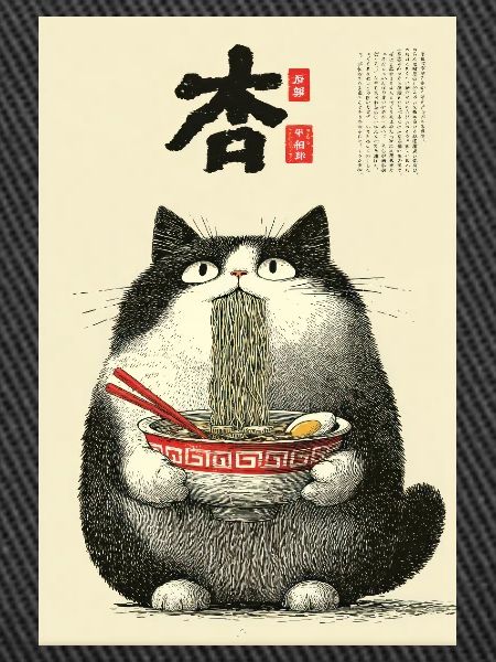 Noodle Cat Ukiyo-e Bowl