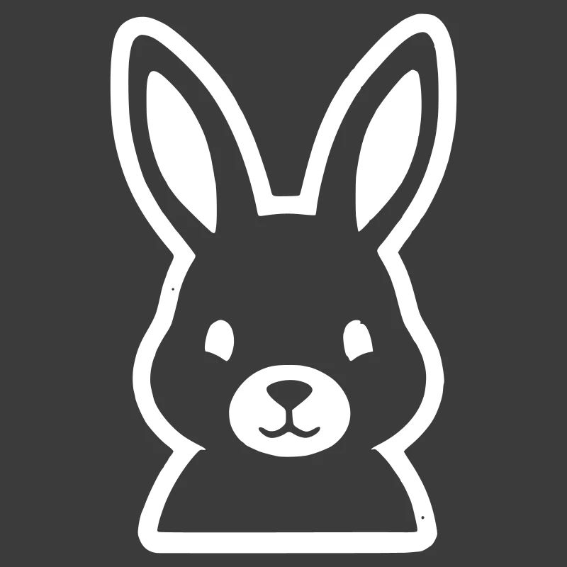 Bunny Head Outline Comic Sticker Vector
