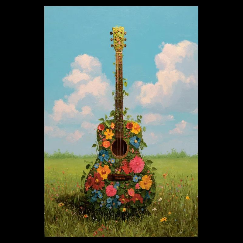 Blumengitarre in Meadow