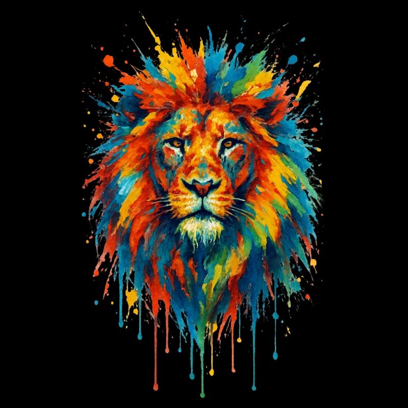 Lion sauvage coloré - Art couleurs Pop