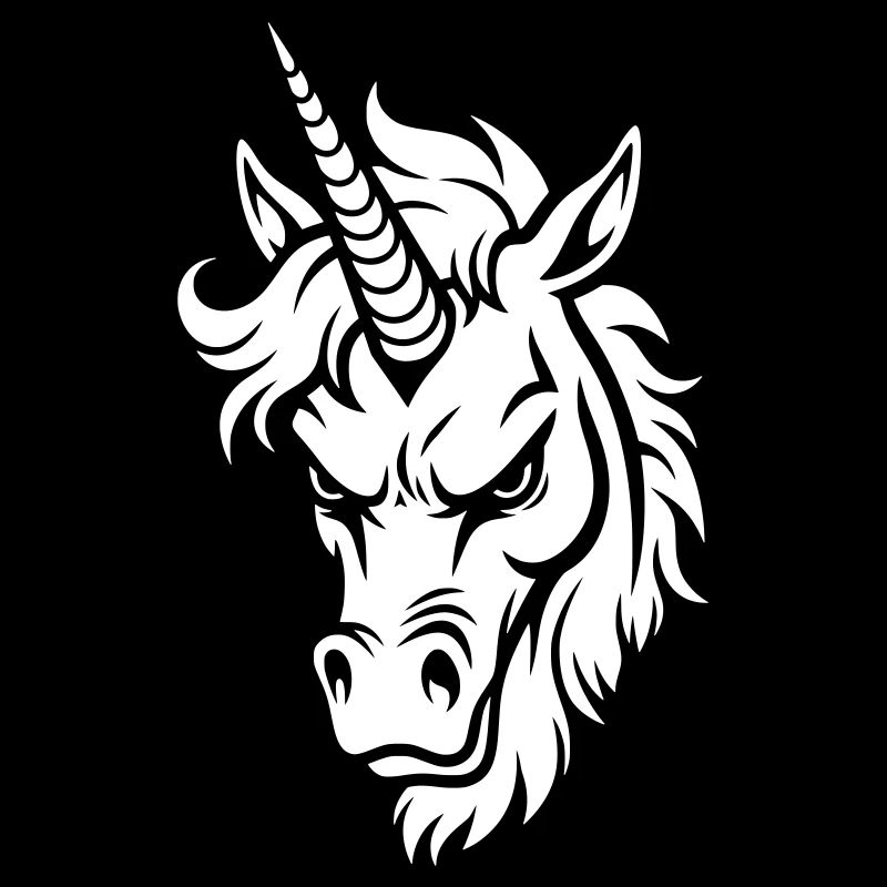 Evil Unicorn – Unicorn Head Black & White