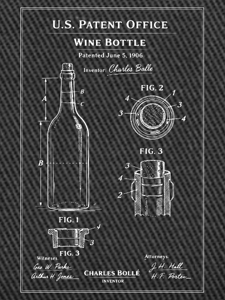 Wine Bottle Blueprint Patent