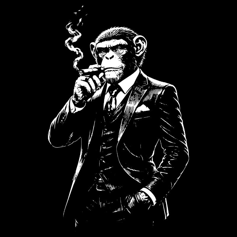Elegant and Funny Monkey Smoking Cigar