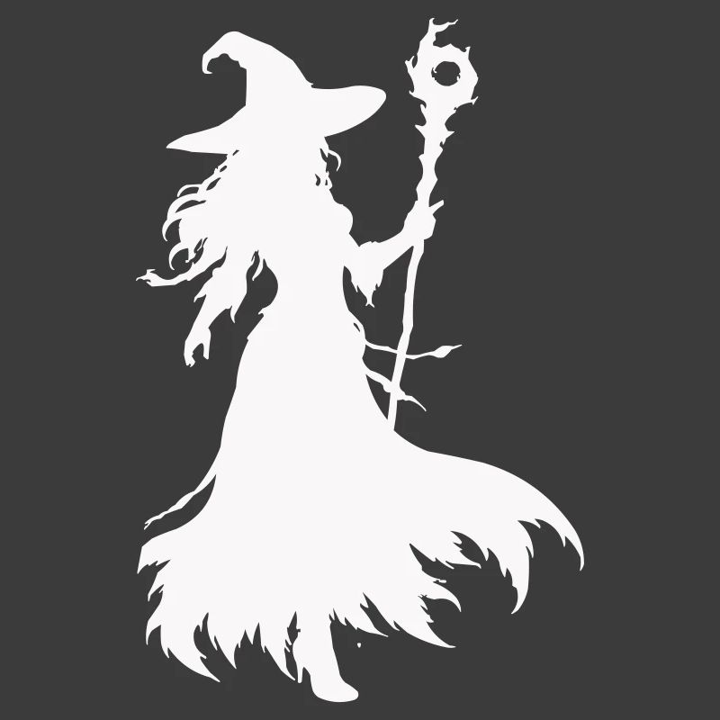 Witches silhouette with staff