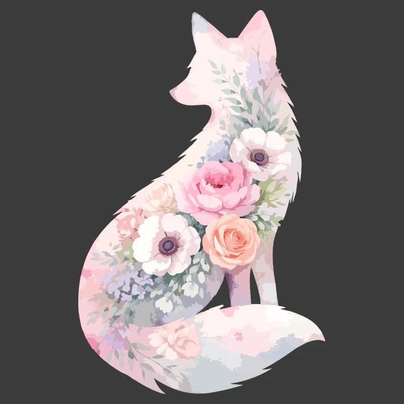 Fuchs Silhouette Aquarell Blumen