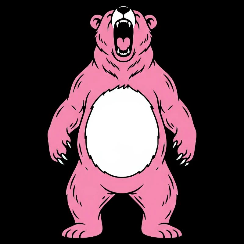 Ours rose rugit avec le ventre blanc