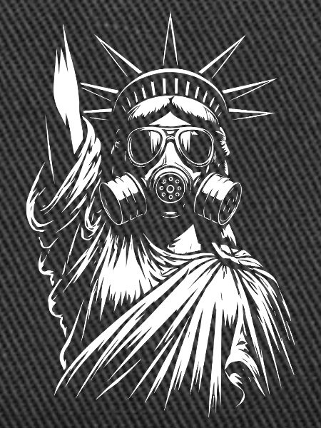 Freiheitsstatue mit Gasmasken-Design