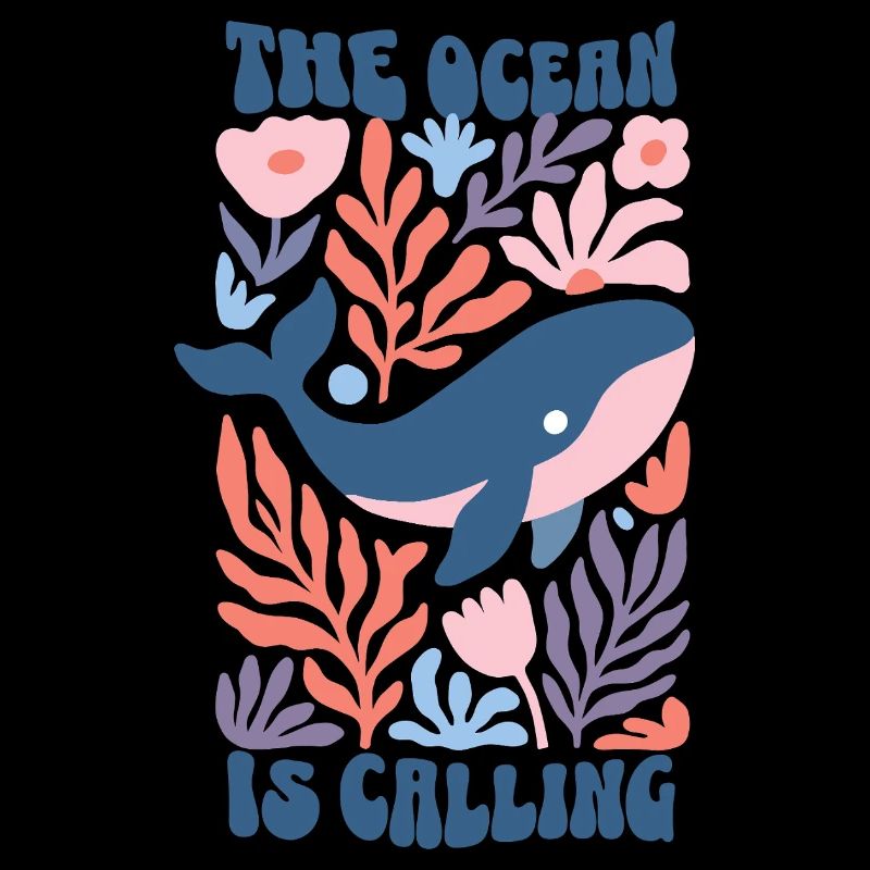 The Ocean Is Calling - Retro Wal Boho Blumen