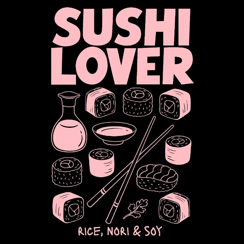 Sushi Lover Pink Neon Illustration