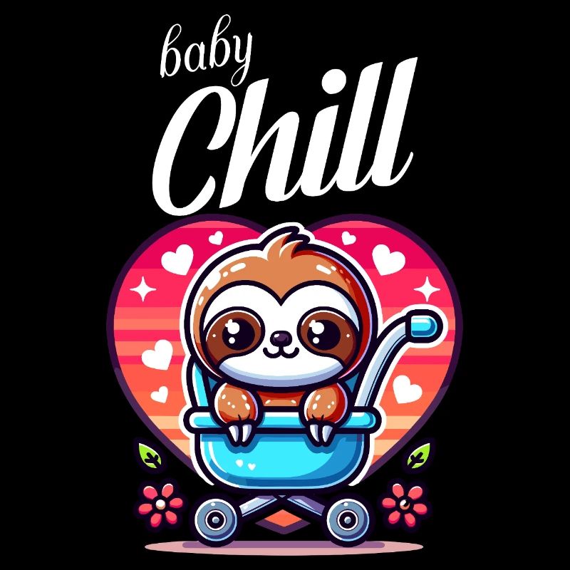 Bébé paresseux mignon en design de cœur de poussette