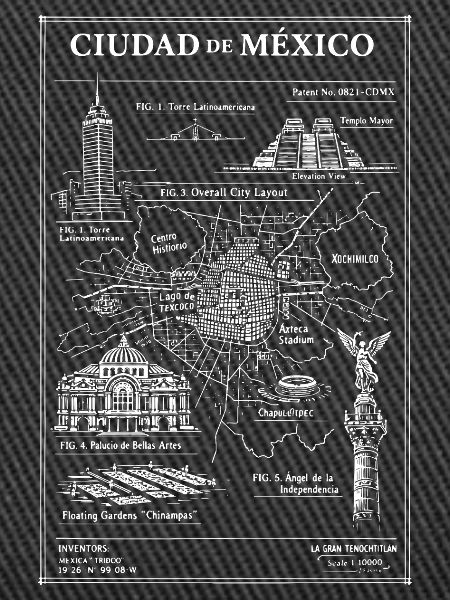 Mexico City Skyline Map