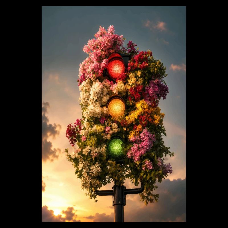 Lumière florale de feu de circulation