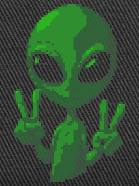 Pixel grünes Alien-Peace-Zeichen-Tee