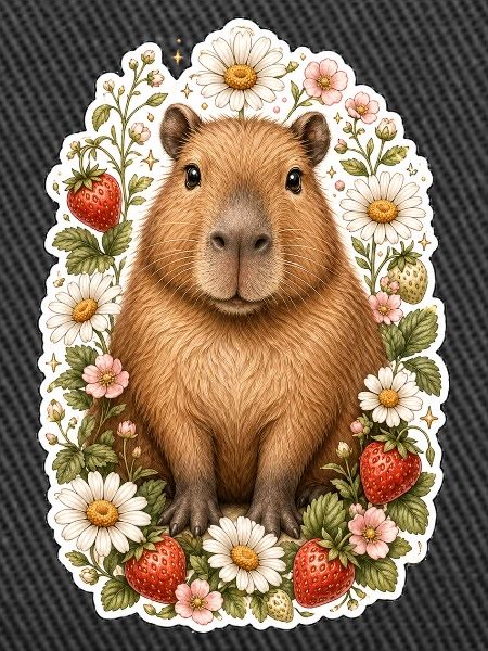 Capybara Erdbeeren Gänseblümchen Tierfreund